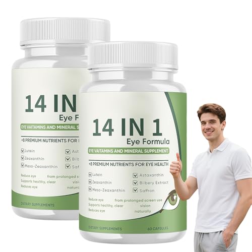 Evervision Fórmula Oftalmológica 14 En 1, Suplemento De Vitaminas Y Minerales Para Los Ojos, Fórmula Multivitamínica Y Multimineral Para La Salud Ocular Completa (2 Unidades)