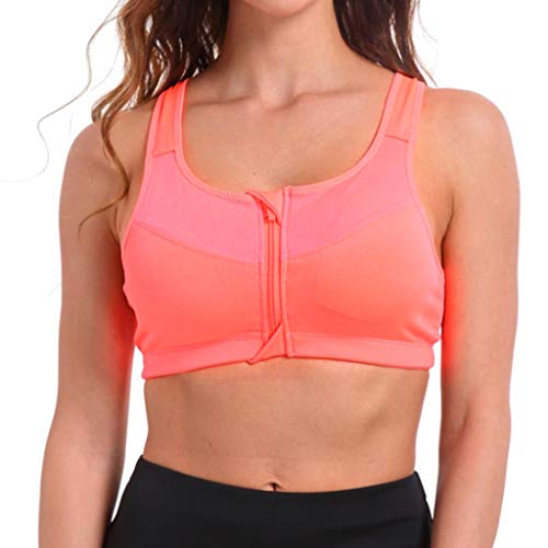 Baoblaze Sutiã Esportivo Feminino com Zíper Push Up Sutiã Fitness Top Esportivo Acolchoado de Corrid