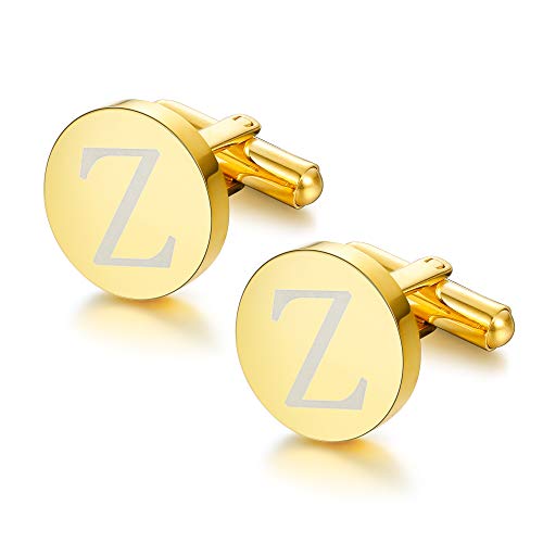 ORAZIO Gold Tone Initial Cufflinks for Men Women Alphabet Letter Z Cufflinks