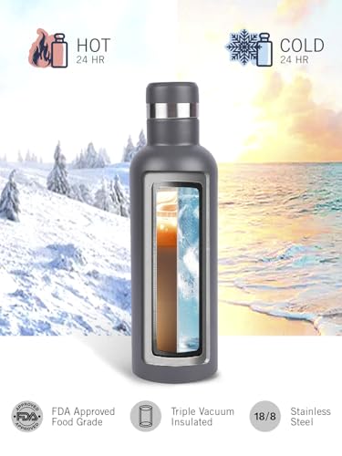 Image of NAUTICA Premium Leak-Proof Insulated Water Bottle - 1pc (Yacht)| 500ml | Stainless Steel Flask with 24 Hours Temperature Retention | Ideal for Travel, Gym, Office Use Oreo Solid-Lightgrey