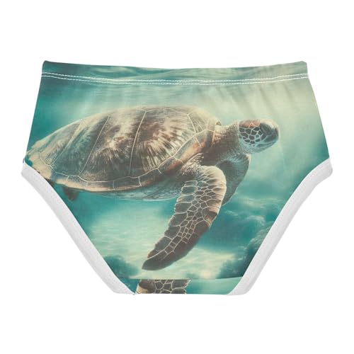 Toddler Girl Panties, Vintage Ocean Sea Turtle Cotton Girls Underwear, 2–8 Years2