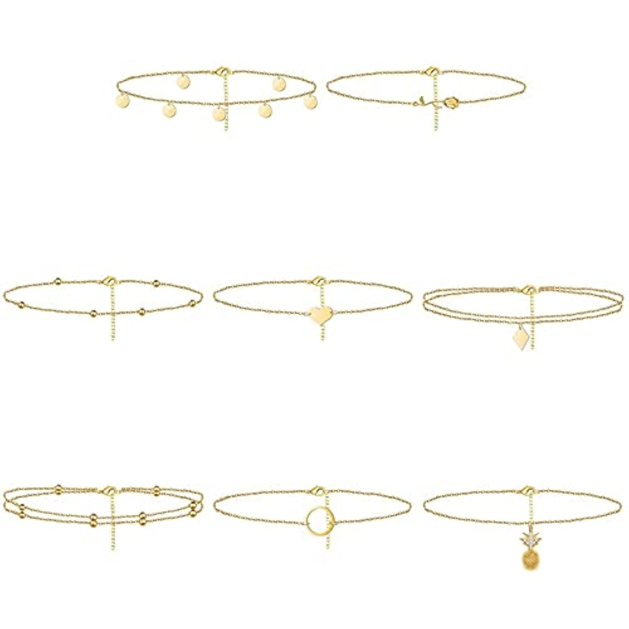 30pcs Adjustable Alloy Bead Ankle Bracelets Set