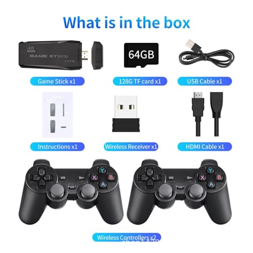 DOMENICO Wireless video games for tv gaming Retro gaming console with Game Stick Plug & Play TV Video Game Set for 2 player with 15Emulator for Kids & Old School Station Video Game - Black 2