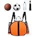 RNXRZANK Basketball Case Portable Volleyball Soccer Tote with Mesh Side Pockets Shoulder Strap Waterproof Oxford Cloth Zipper for Outdoor Training, Double Strap Orange