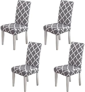 HZDHCLH Chair Covers Slipcovers Stretch Removable Washable Short Dining Chair Protector Cover Seat for Hotel,Dining Room,Ceremony (Black, 4 PCS)