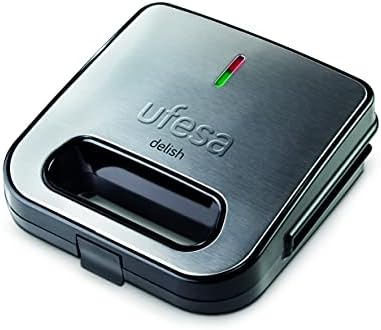 Ufesa SW7870 Delish Sandwichera 900W, Placas Antiadherentes, Sellado Perfecto, 2 Sandwiches, Sin BPA, Inox/Plástico