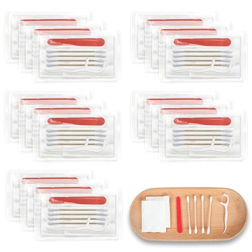 Hotel-Kosmetikset, Kosmetiksets in Großpackung, individuelles Kosmetikset mit Wattepads, Wattestäbchen, Zahnseide und Nagelfeilen, geeignet für Reisen, Hotels und den Gebrauch zu Hause (30 Stück)