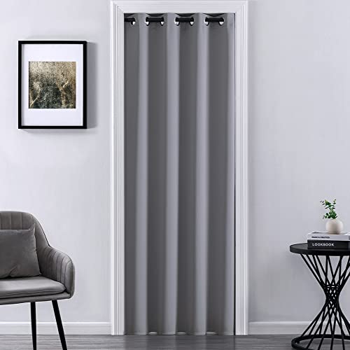 doors closet - Door Divider Curtain for Doorway,Bedroom Closet Door Cover,Privacy Curtains for Room Divider Garage Balcony Office,80 Inch Length,Light Grey