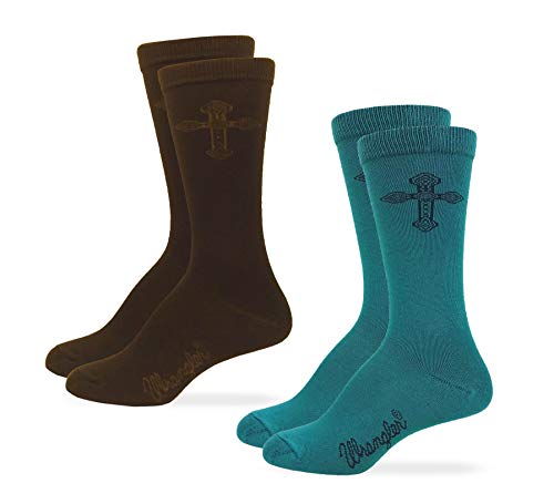 Wrangler Womens Lightweight Novelty Cross Crew Socks 2 Pair Pack