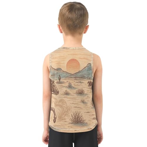 Western Cowboy Tank Tops for Children Sleeveless Kids Vest Kids Sweatshirt for Running Golf Hiking 3T3