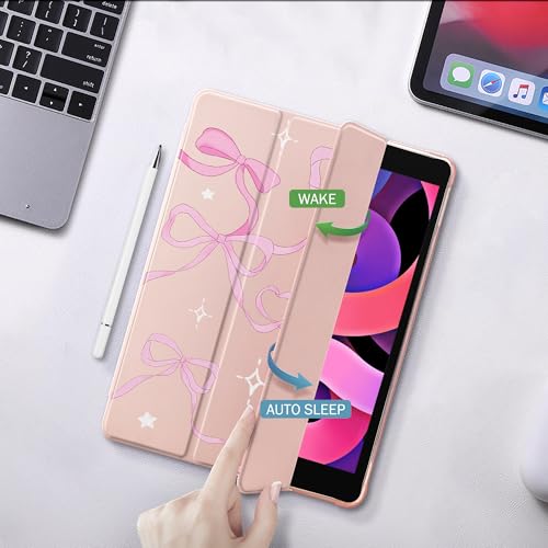 Coque iPad 9e génération antichoc, étui tablette 10,2 pouces rose avec porte-stylet - 4