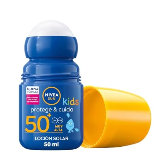 NIVEA SUN Roll-On Solar Niños Protege & Juega FP50+ (1 x 50 ml), protector solar roll-on para niños, crema solar resistente al agua, protección solar muy alta