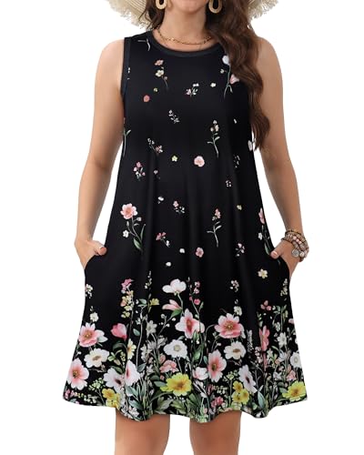 Image of JOLIGAL Womens Summer Dresses Casual Sleeveless Tshirt Sundress Beach Cover Up with Pockets Loose Tank Dress 2026