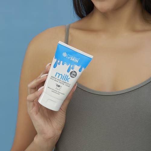 Image of Le'SKIN Hydrating Face Wash - Milk Protein Facial Foam, Brightening & Deep Cleansing - Suitable for All Skin Types - 100 ml, Made in Thailand