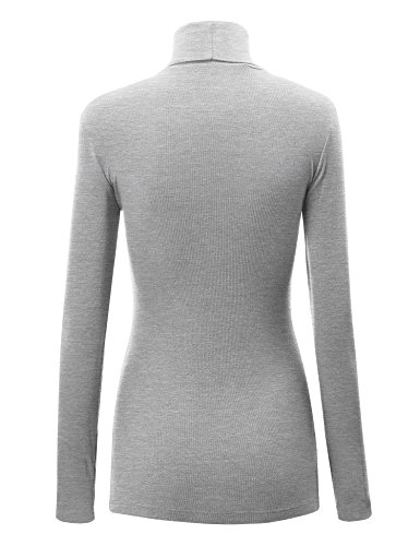 Image of Lock and Love Women's Turtleneck Top Lightweight Long Sleeve Slim Fit Pullover, Soft Rayon Stretch Layering Basic, S-3XL