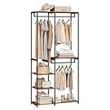 WOLTU Perchero Burro Ropa Perchero Burro con Estante Multiusos Fuerte Metal y Madera 90 x 40 x 204,5 cm(L x P x H)