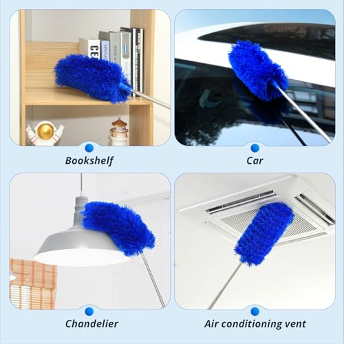 Image of ZZ LAZYCOTTAGE Microfiber Feather Duster with Bendable Head, Dusters for Cleaning, Extendable Microfiber Duster, Long Reach Dusting Tool for High Ceilings, Ceiling Fans, Blinds, Cobweb