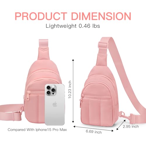 Image of Viverte Quilted Puffer Crossbody Bags for Women Small Puffy Sling Bag Lightweight Cross Body Bubble Purse Shoulder Bag for Travel (Light Pink)