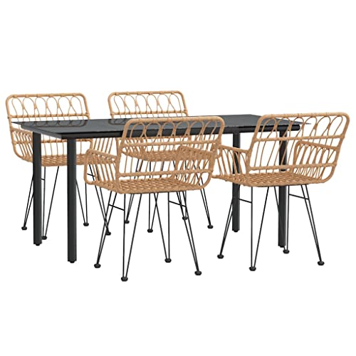 vidaXL Ensemble à Manger de Jardin 5pcs Résine tressée, Ensemble de Patio, Ensemble Bistro de Jardin, Ensemble de Salle à Manger d&rsquo;extérieur