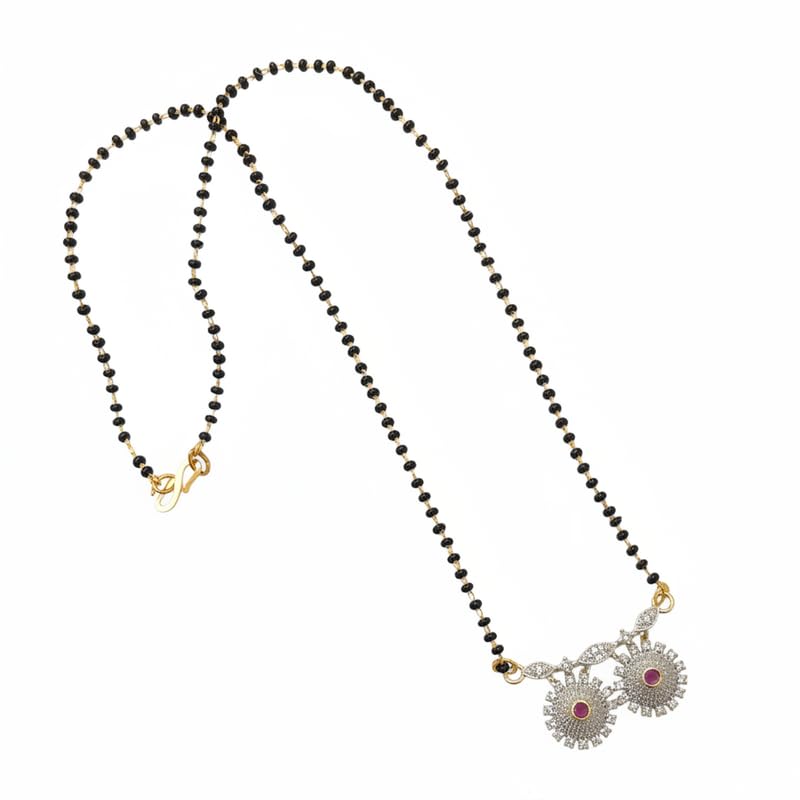 AD Stone Mangalsutra | 18 Inch Gold Plated Black Beads Chain | Sparkling Pendant Jewelry for Women-image-26