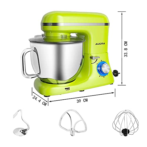 Aucma Küchenmaschine Knetmaschine 1400W, 6.2L Reduzierte Geräusche Knetmaschine mit Rührbesen, Knethaken, Schlagbesen… – Bild 3