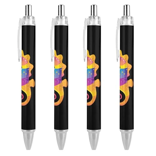 Bolígrafo portátil colorido de caballito de mar, juego de 4 bolígrafos con clic de tinta azul