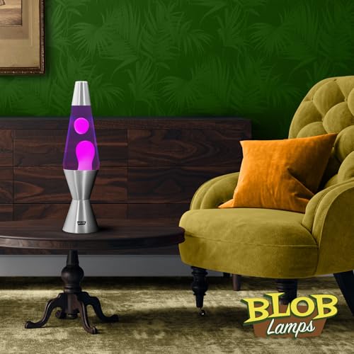 Blob Lamps® Liquid Motion Lamp Vintage Pink Wax Purple Liquid Polished Metal Base & Cap 14.5” Mood Lamp Light - Image 3