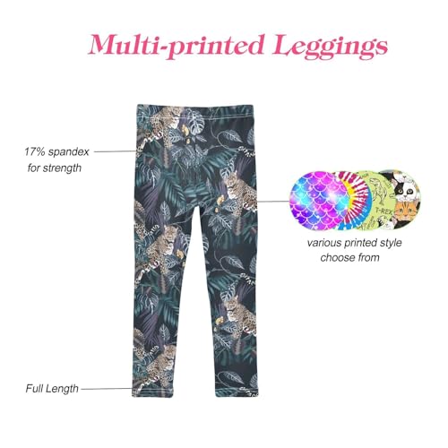 CaTaKu Girls Leggings Leopard Animl Leaves Leggings for Girls Kids Athletic Workout Yoga Pants Size 4-10T4
