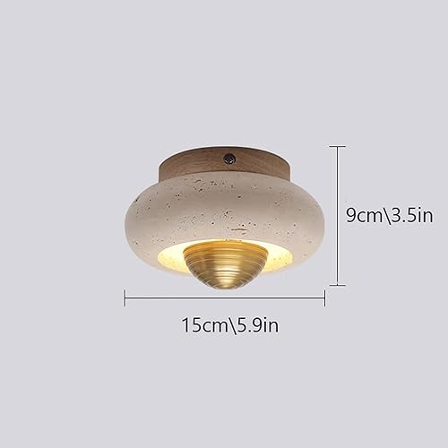 Miniatura 7 de Lámpara de techo con atenuación de tres colores de estilo japonés, lámpara de techo de piedra natural nórdica, lámpara de techo Art Deco amarilla