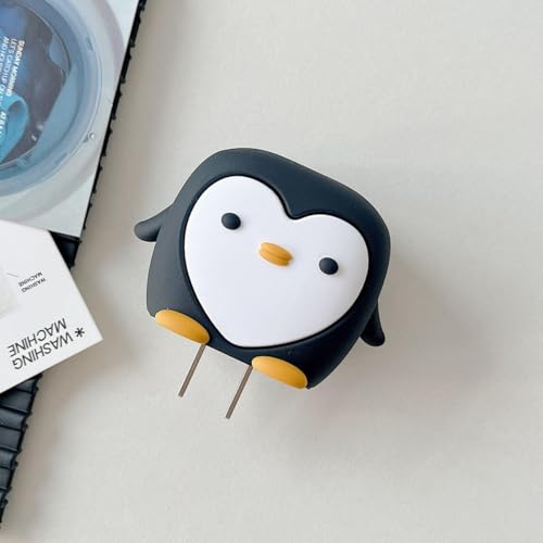 Image of INEFABLE Charger Case Cover Protector with 3D Cute Pattern for iPhone Charger only 18W & 20W, Data Charging Cable Wire Saver Protective Cable Cover Full Protection - Set Of 1 (Penguin)