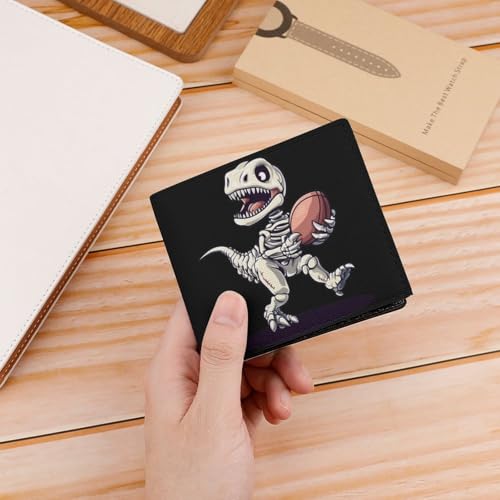 Dinosaur Playing Football Coin Purse PU Leather Bifold Wallet Small Change Purse Pouch Front Pocket Wallets4