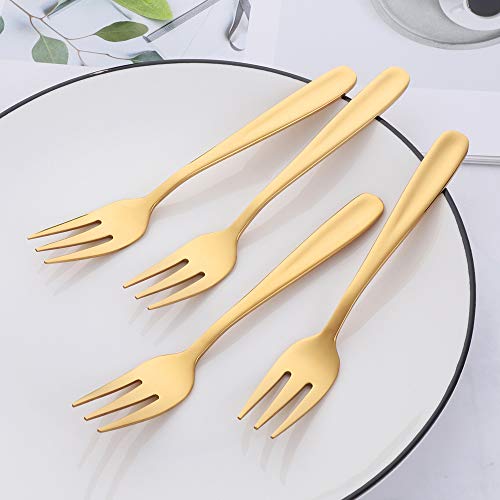 BISDARUN Dessertgabeln Rostfreier Stahl Kuchen Gabel Obst Gabel 8-teilig Gold Gabeln Satz Spiegelpolitur 13,6CM/5.35 Inch – Ansicht 2