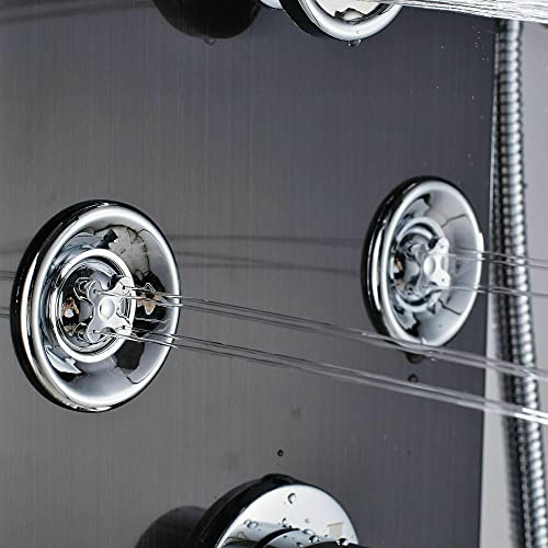Columna de Ducha de Acero Inoxidable con Panel LED, Sistema de Masaje y Lluvia, Negro, Modelo 8009 miniatura 7