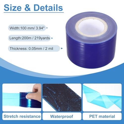 Image of PATIKIL Removable Protective Film Tape, 4 Inch x 656 ft PE Surface Protective Scratch Film Tape Roll for Furniture Electrical Appliances Plastic Hardware High Stickiness, Blue