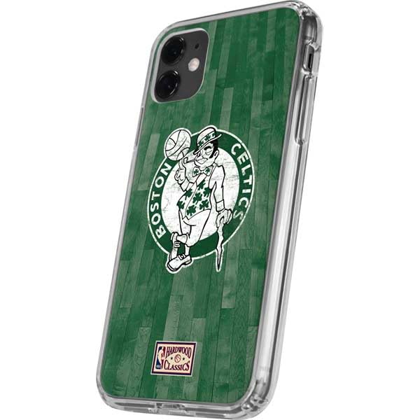 Skinit Clear Phone Case Compatible with iPhone 11 - Officially Licensed NBA Boston Celtics Hardwood Classics Design