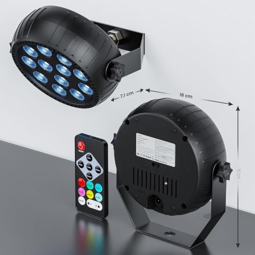 Starlitflow 2PCS Mini Par LED Sans Fil RGB 12 LED, 2200mAh Projecteur Par Batterie Rechargeable avec Télécommande, 4-6h Autonomie Lumière de Scène pour Bars DJ Discos Mariages Halloween Noël – vue 3