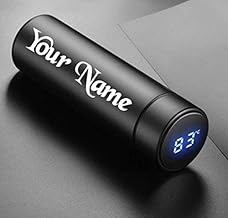 Customized/Personalized Water Bottle | Stainless Steel Water Bottle with Led Temperature Display, Double Wall Vacuum Flask Insulated Sports Water Bottle, Stay Hot & Cold for 12 Hrs (Black - 500 ML)