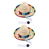 ABOOFAN 2個 ペット用ストローハット 点 犬用麦わらコスチューム帽子 日よけ機能付き 写真撮影や誕生日パーティーになかわいい装飾