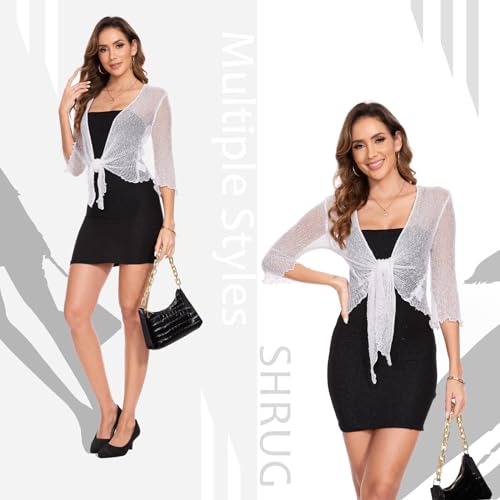 MISS MOLY Women Sheer Shrug Cardigan, Bolero Shrug Sweaters for Dresses, Tie Front Lightweight Crop Knit, Short Cover Up Tops3