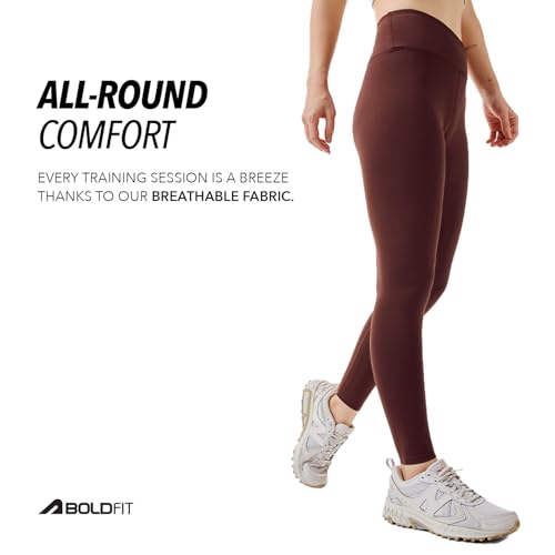 Image of Boldfit Cross-Waist Leggings for Women High-Rise Yoga Pants with Flattering Fit, Tights for Women Workout 4-Way Stretch Poly-Spandex Blend, Gusset for Mobility, Stylish Athleisure & Workout Wear
