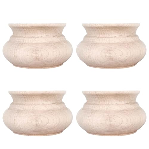 STOLMET Möbelbein aus Buchenholz Möbelfüße aus Holz Möbelfuß Unlackiert Sofa Couch Stuhl Ottomane Schrank 55 mm Höhe Rohholz 4 Stück TOE06