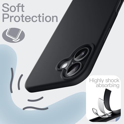 Image of SBMS Silicone Case for iPhone 17 6.3-Inch, Silky-Soft Touch Full-Body Protective Phone Case, Shockproof Back Cover for iPhone 17 (Black, iPhone 17)