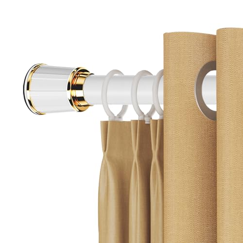 Barra de cortina extensible de 33 mm, sin taladro, telescópica, para baño, cocina, puerta, armario, balcón, longitud ajustable, 50500 cm, color blanco, fácil instalación