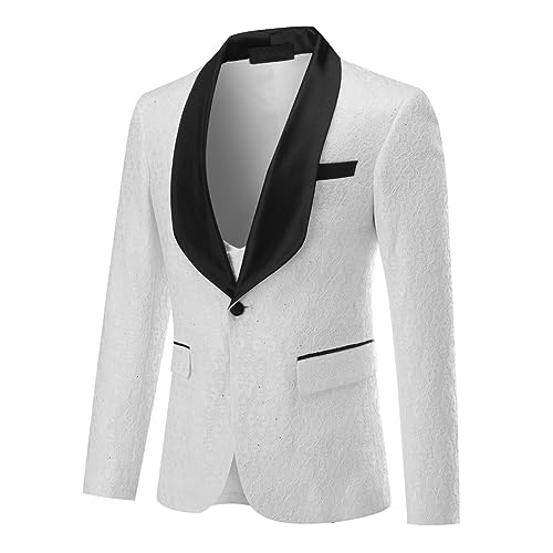 YFFUSHI Men's 3 Piece Suit One Button Slim Fit Shawl Lapel Tuxedo Blazer Jacket Vest Pants3