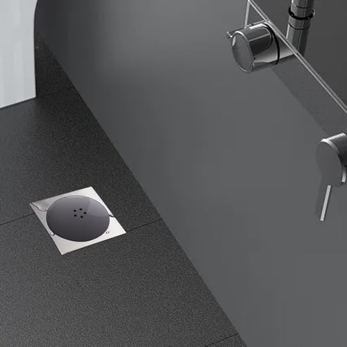 ANBOO Duschabfluss, schwarz, 90 mm/115 mm, Universal-Duschabfluss, verchromt, Ersatz für Duschablauf, schneller Durchfluss