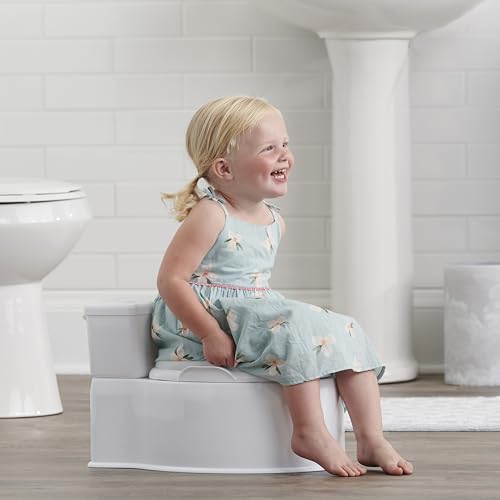Image of Regalo 2-in-1 Toddler Potty Training Toilet with Flushing Sound, Removable Potty Training Seat, Soft Cushion & Splash Guard, Toddler Potty Chair with Storage, Toilet Seat Transition, White