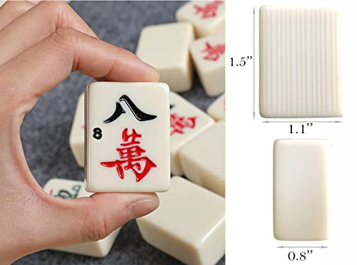 Mahjong Set, Chinese Mahjong Game Set With Carrying Travel Case, 1.5’’ Large 144+2 Tiles With Arabic Numerals, 2 Dice And A Wind Indicator, Majong Games For Adults Gift / Birthday-Chinese Mahjong Set #TOP2