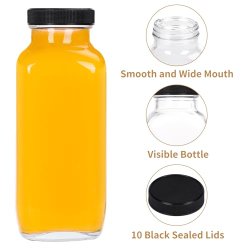 Moretoes BULULUO2022062201 16Oz Juice Bottles, Clear Glass Jars thumb #2