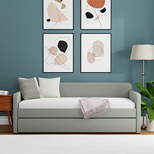 Glenwillow Home Piatta Twin Daybed with Roll-Out Trundle in Stone