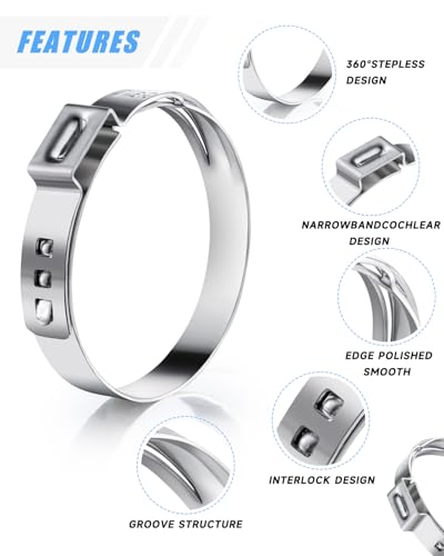 210PCS 304 Stainless Steel Single Ear Hose Clamp Assortment Kit - 12 Sizes (6-36.1mm) Stepless Adjustable Cinch Clamps with Pincer Tool for Automotive, Plumbing, Garden & Industrial Use